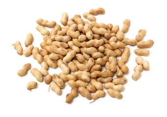 Peanuts on a white background