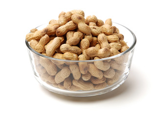 Peanuts on a white background