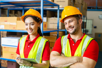 .Warehouse worker checking stock products