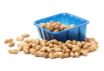 Peanuts on a white background