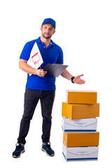 Delivery worker holding carton