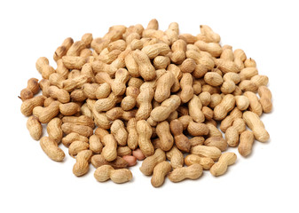 Peanuts on a white background
