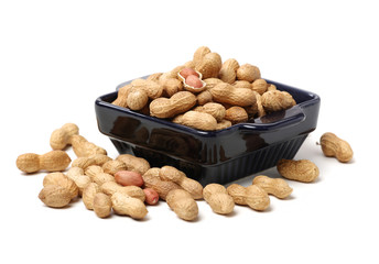 Peanuts on a white background