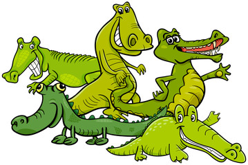 Funny crocodiles cartoon animal characters