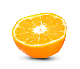 Orange. Whole and halves isolated on the white background