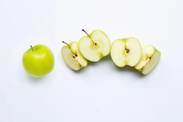 Green apples on white background.