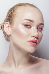 Portrait of beautiful woman with make up, studio shoot