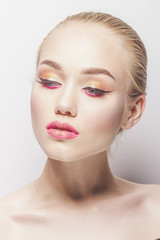 Portrait of beautiful woman with make up, studio shoot