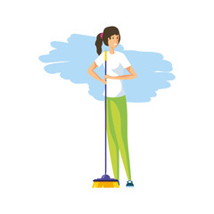 Isolated woman cartoon cleaning design