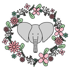 elephant with floral decoration bohemian style