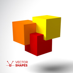 3D logo with bright colored cubes