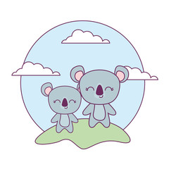 cute koalas animals in landscape