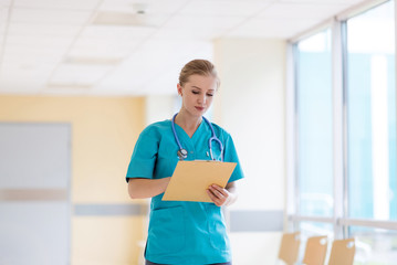 Portrait of a young female doctor in hospital