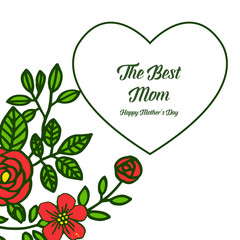 Vector illustration decorative of card best mom with bright orange flower frame