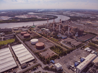 Fototapeta premium Aerial view Power plants, petrochemical plants.