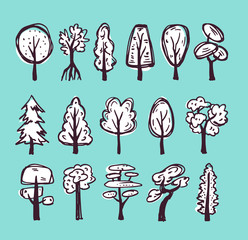 Doodle trees set