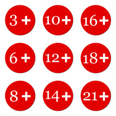 Set of age limit icons. Vector illustration.