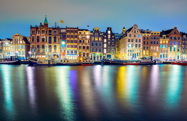 Amsterdam at night, the Netherlands.