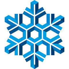 Frozen snowflake icon in blue tones. Isolated.