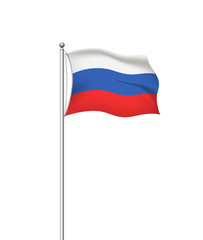 Fototapeta na wymiar World flags. Russia. Country national flag post transparent background. Russian Federation. Vector illustration.