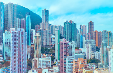 Obraz premium Residential buildings in the city center. Hong Kong.