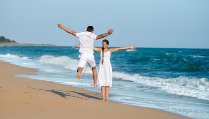 loving couple on seaside