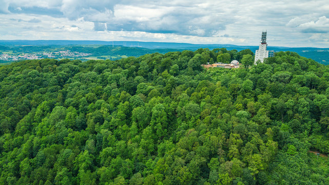 Antenna tower in Germany, the city of Tholey. Tourist zone on the land of Saarland, Schaumburg.
