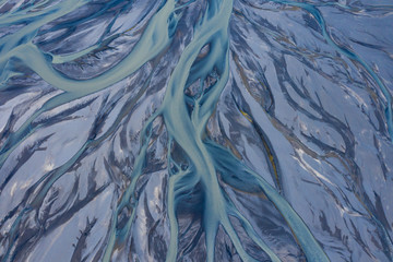 River bed shot from aerial view, Iceland