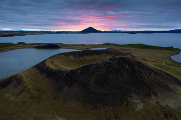 Aerial panoramic view of Icelandic landscape