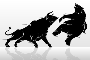 Bull Versus Bear Market Aggression, Business Concept