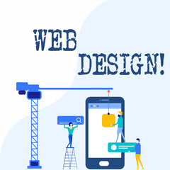 Handwriting text writing Web Design. Conceptual photo process of creating websites content production and graphic Staff Working Together for Common Target Goal with SEO Process Icons