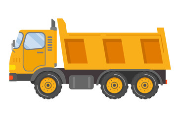 Construction equipment dumper truck. Tipper car side view. Commercial truck.Vehicles freight transportation.Isolated flat vector.Tipper lorry .Flat vector.