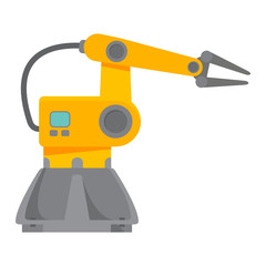 Industrial mechanical robotic arm.Isolated object flat vector.Concept equipment for factory.