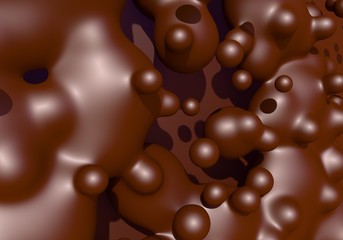 Abstract background with melted chocolate or cocoa drops boiling