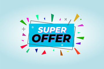Super offer banner, sale, blue for the design of a logo, flyer or presentation