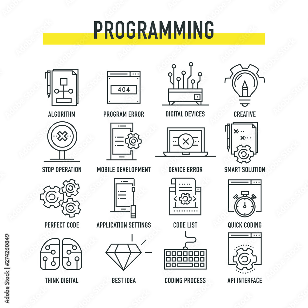 Poster programming icon set