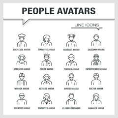 PEOPLE AVATARS LINE ICONS