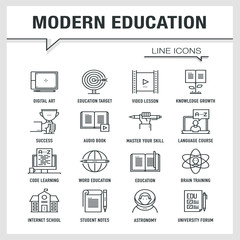 MODERN EDUCATION LINE ICONS