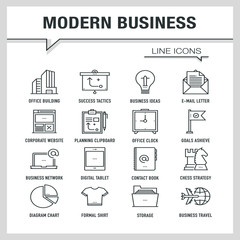 MODERN BUSINESS LINE ICONS