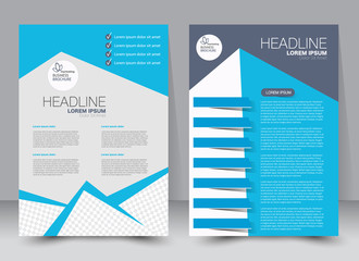 Abstract flyer design background. Brochure template. Can be used for magazine cover, business mockup, education, presentation, report. a4 size with editable elements. Blue color.