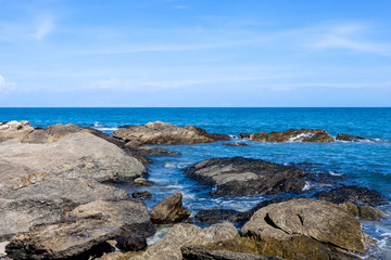 Landscape with blue sea and rocks