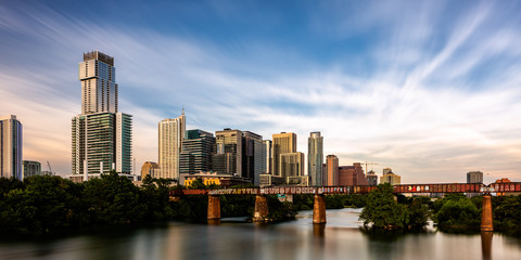 A long exposure photo of Austin, Texas