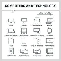 COMPUTERS AND TECHNOLOGY LINE ICONS