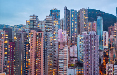 Fototapeta na wymiar Residential buildings in the city center. Hong Kong.