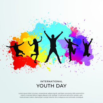International youth day background with Splash watercolor paint .Vector Illustration