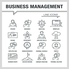 BUSINESS MANAGEMENT LINE ICONS