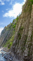 Vertical layers on rock at  Clue de Barles. canyon of Bes river near Digne les bains in Provence France