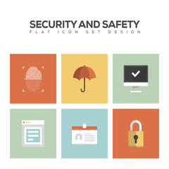 SECURITY AND SAFETY FLAT ICON SET