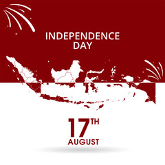 Indonesia Independence Day Poster With Map Silhouette