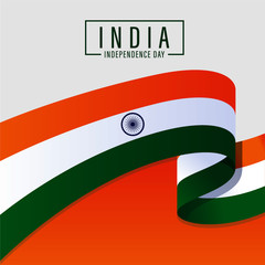 India Independence Day Poster With Wave Flag